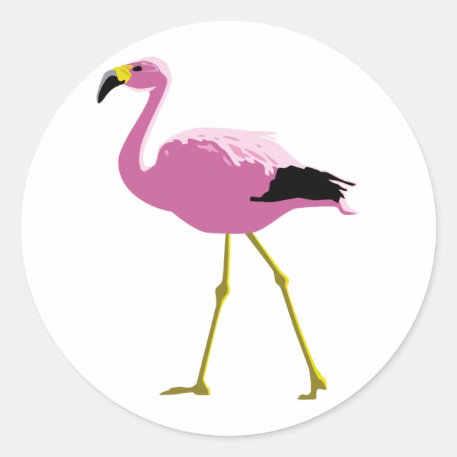Pink Flamingo Classic Round Sticker (Front)