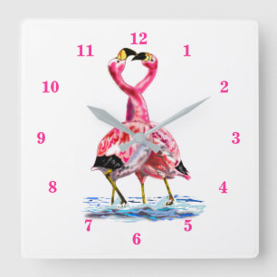 Pink Flamingo Clock