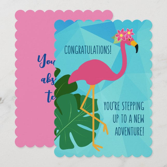 Pink Flamingo Congratulations Cute Greeting Card (Front/Back)