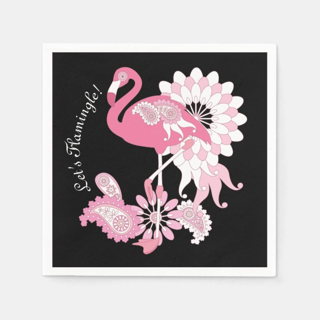 Pink Flamingo Cool Cute Black Custom Paper