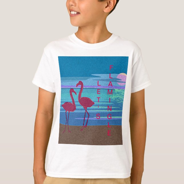 Pink Flamingo Couple at Sunset Kid's T-Shirt (Front)