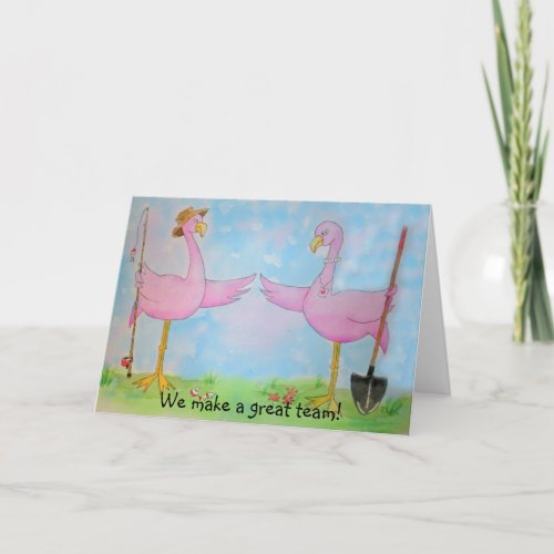 Pink Flamingo Couple Happy Anniversary Love Bird Card