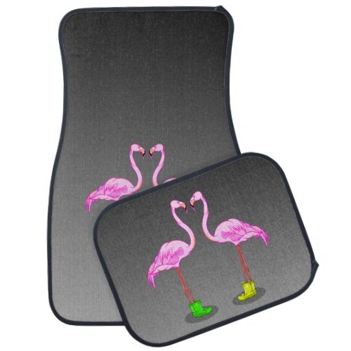 Pink Flamingo Couple Making A Heart Shape Car Mat