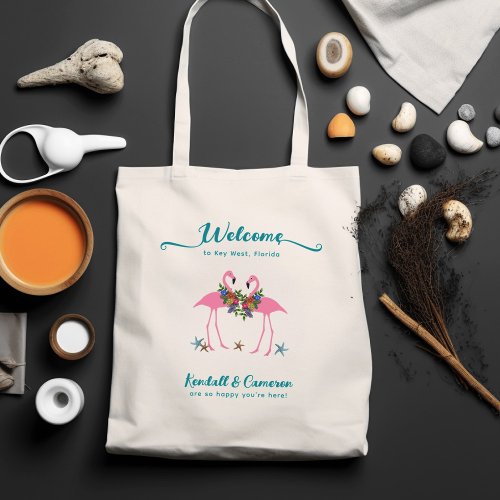 Pink Flamingo Couple Wedding Welcome Guests Bag