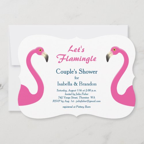 Pink Flamingo Couples Shower Invitation