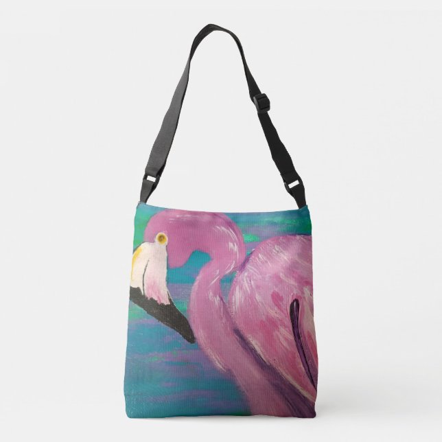 Pink Flamingo Crossbody Bag (Back)