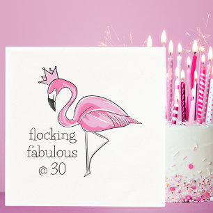 Pink Flamingo Crown Flocking Fabulous at Thirty Napkins
