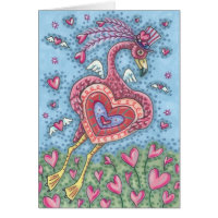 PINK FLAMINGO CUPID VALENTINE NOTE CARD *Customize