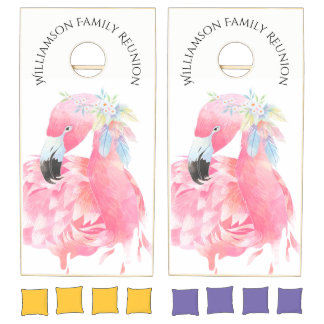 Pink Flamingo Custom Cornhole Set