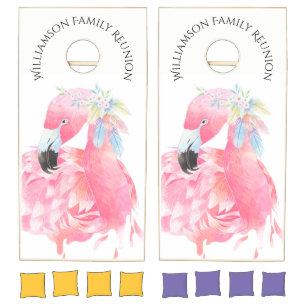 Pink Flamingo Custom Cornhole Set