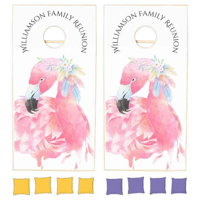 Pink Flamingo Custom Cornhole Set (Set)