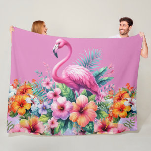 Pink Flamingo Custom Fleece Warm Cozy Blanket
