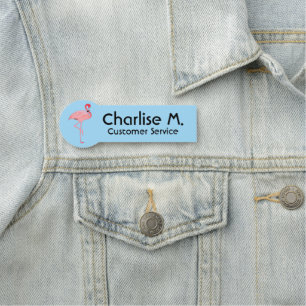 Pink Flamingo Custom Name and Title Name Tag