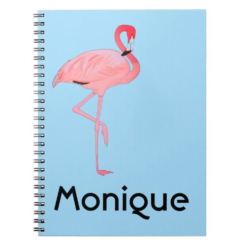 Pink Flamingo Custom Name School Notebook