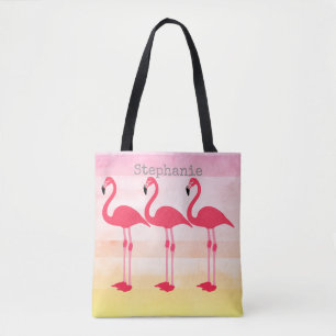 pink flamingo custom tote bag personalize it