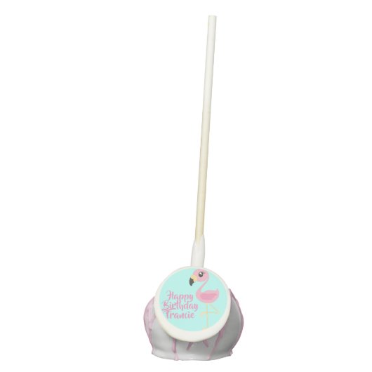 Pink Flamingo Cute 1st Birthday Party Cake Pops (Front)