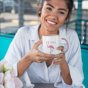 Pink Flamingo Cute Personalized Coffee Mug