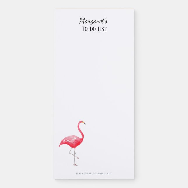 Pink Flamingo Cute Rainforest Bird Tropical Magnetic Notepad (Front)