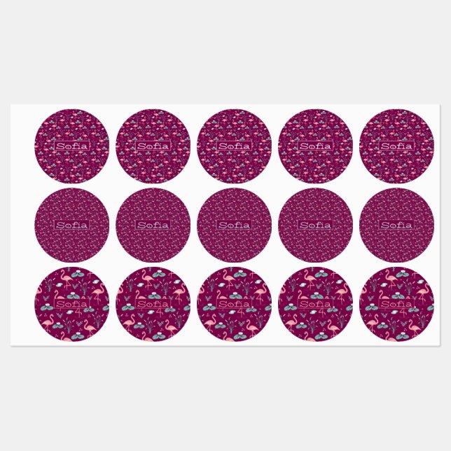  Pink Flamingo cute red pattern Labels (Sheet)