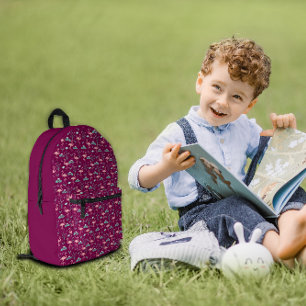 Pink Flamingo cute red pattern Printed Backpack