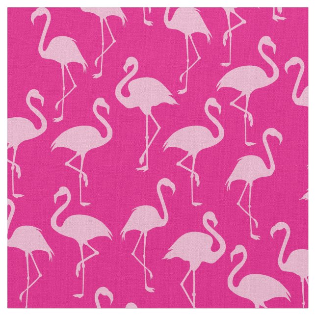 Pink Flamingo Cute Tropical Print Fabric (Close Up)