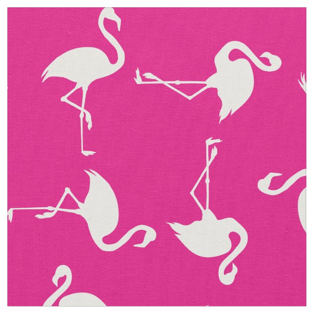Pink Flamingo Cute Tropical Print Fabric (Close Up)