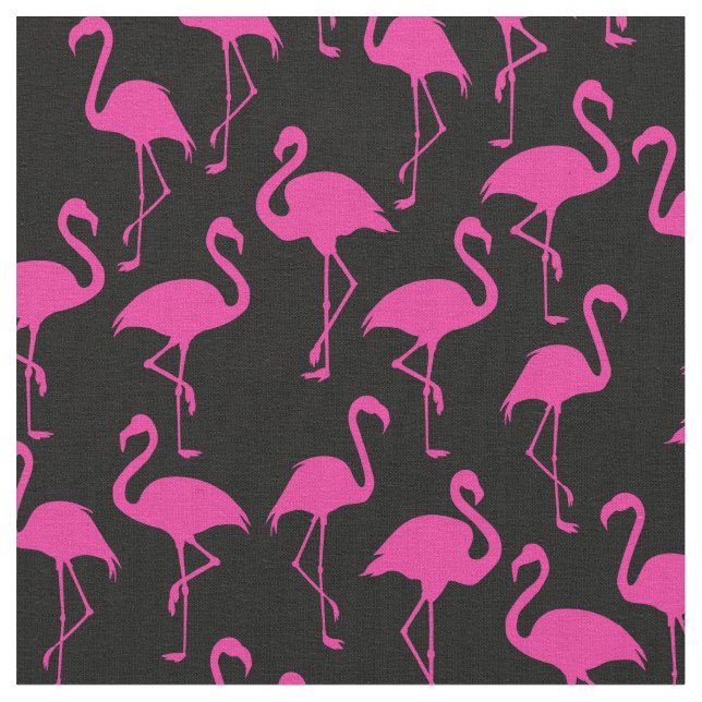 Pink Flamingo Cute Tropical Print Fabric (Close Up)