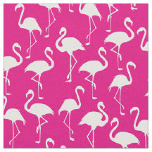 Pink Flamingo Cute Tropical Print Fabric