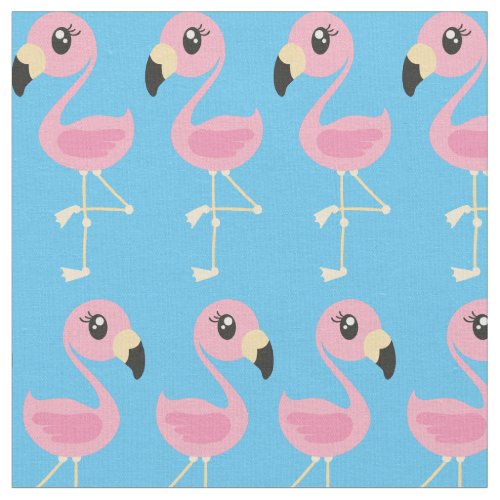 Pink Flamingo Cute Tropical Print Fabric Kids