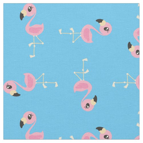 Pink Flamingo Cute Tropical Print Fabric Kids