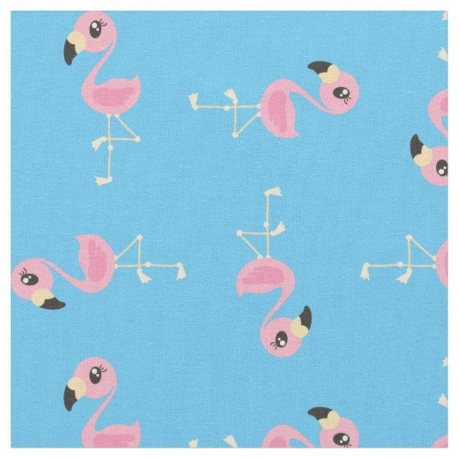 Pink Flamingo Cute Tropical Print Fabric Kids (Close Up)