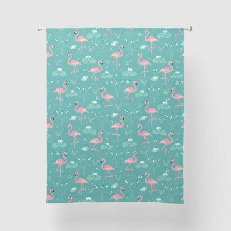 Pink Flamingo cute turquoise pattern Sheer Curtains