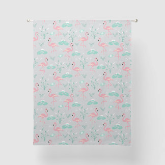 Pink Flamingo cute turquoise pattern Sheer Curtains