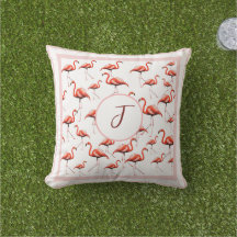 Pink Flamingo Design Custom Family Monogram Summer