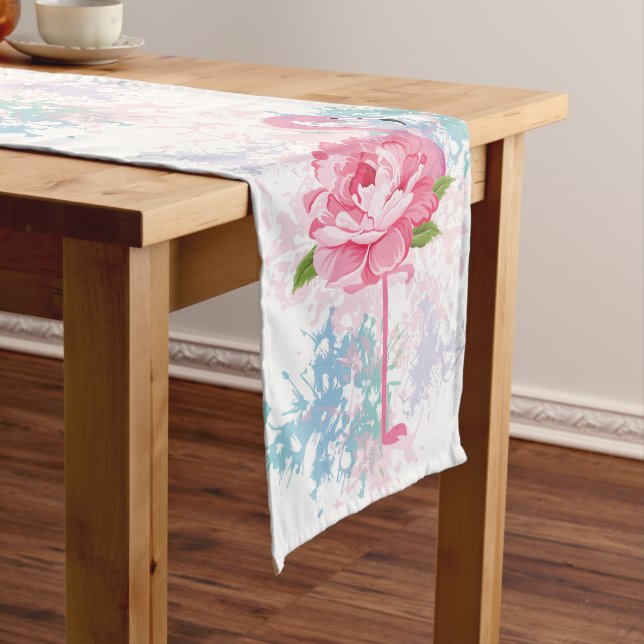 Pink flamingo design long table runner (In Situ)
