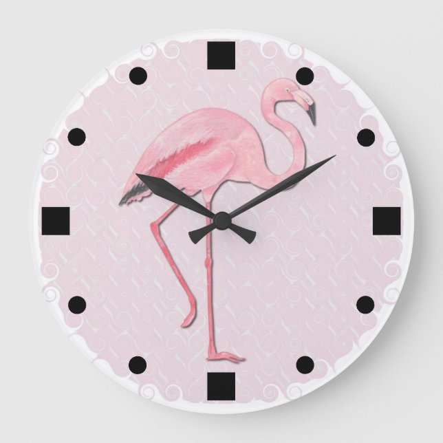 Pink Flamingo design Wall Clock (Front)