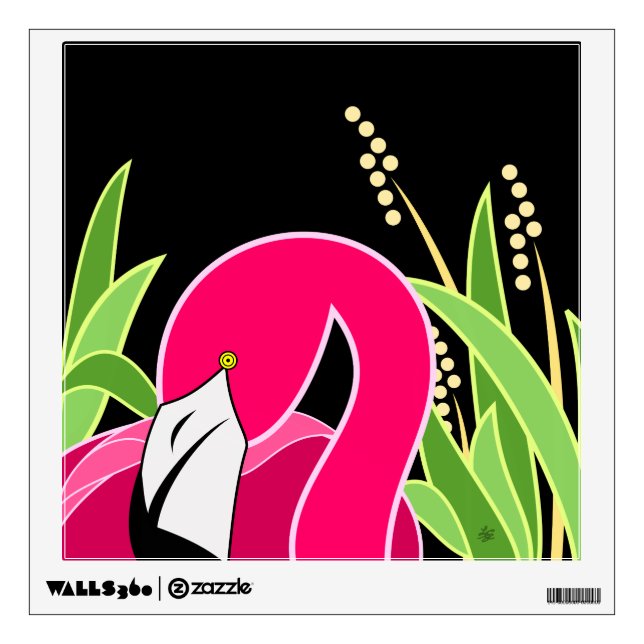 Pink Flamingo Design Wall Decal (Front)