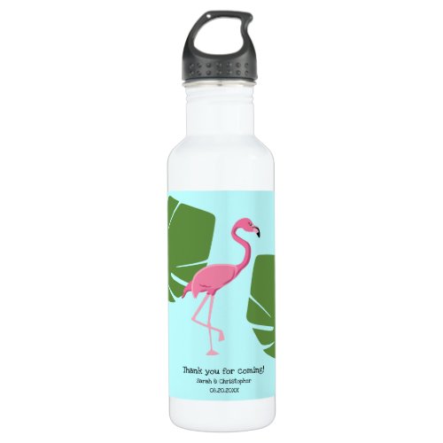 Pink Flamingo Destination wedding giveaway Custom Stainless Steel Water Bottle