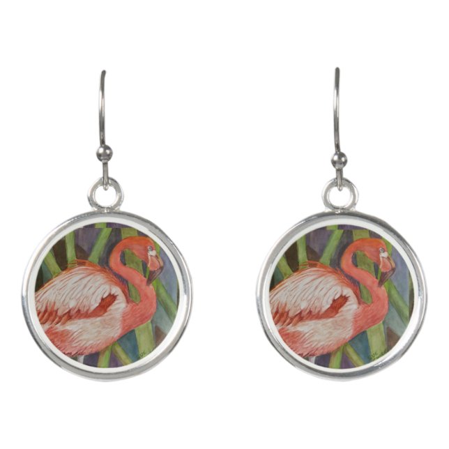 PINK FLAMINGO EARRINGS (Front)
