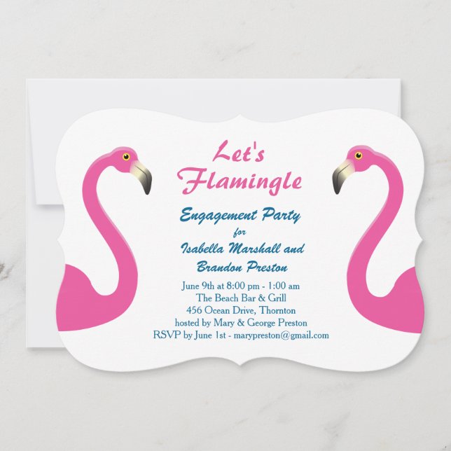 Pink Flamingo Engagement Party Invitation (Front)