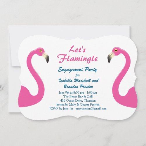 Pink Flamingo Engagement Party Invitation