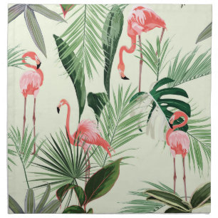 Pink Flamingo Exotic Flowers Pattern Cloth Napkin