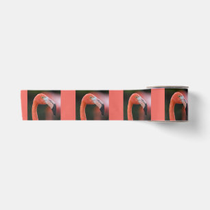 Pink Flamingo Face and Head Right-Facing Photo Satin Ribbon