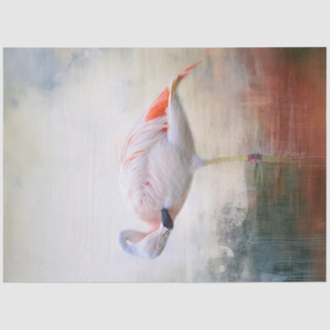 Pink Flamingo Facing Left Decoupage Tissue Paper (Front)