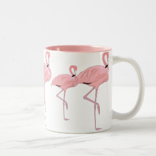 Pink Flamingo Family Flock Two-Tone Coffee Mug