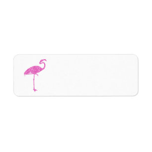 Pink Flamingo Faux Glitter Flamingos Tropical Bird Label