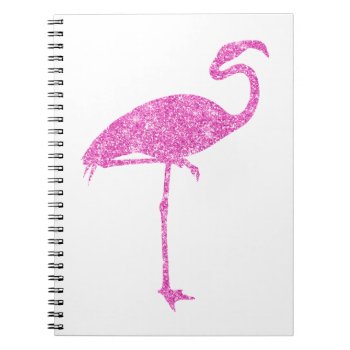 Pink Flamingo Faux Glitter Flamingos Tropical Bird Notebook by ZZ_Templates at Zazzle