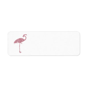Pink Flamingo Faux Glitter Flamingos Tropical Label