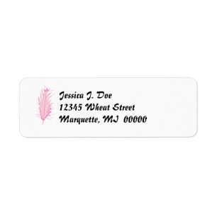 Pink Flamingo Feather quill return Address Labels