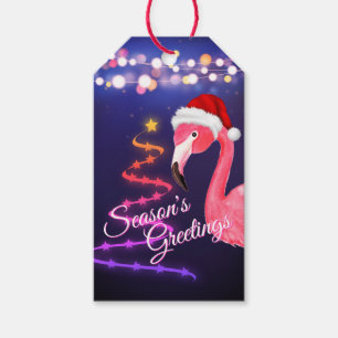 Pink Flamingo Festive Tropical Beach Christmas Gift Tags